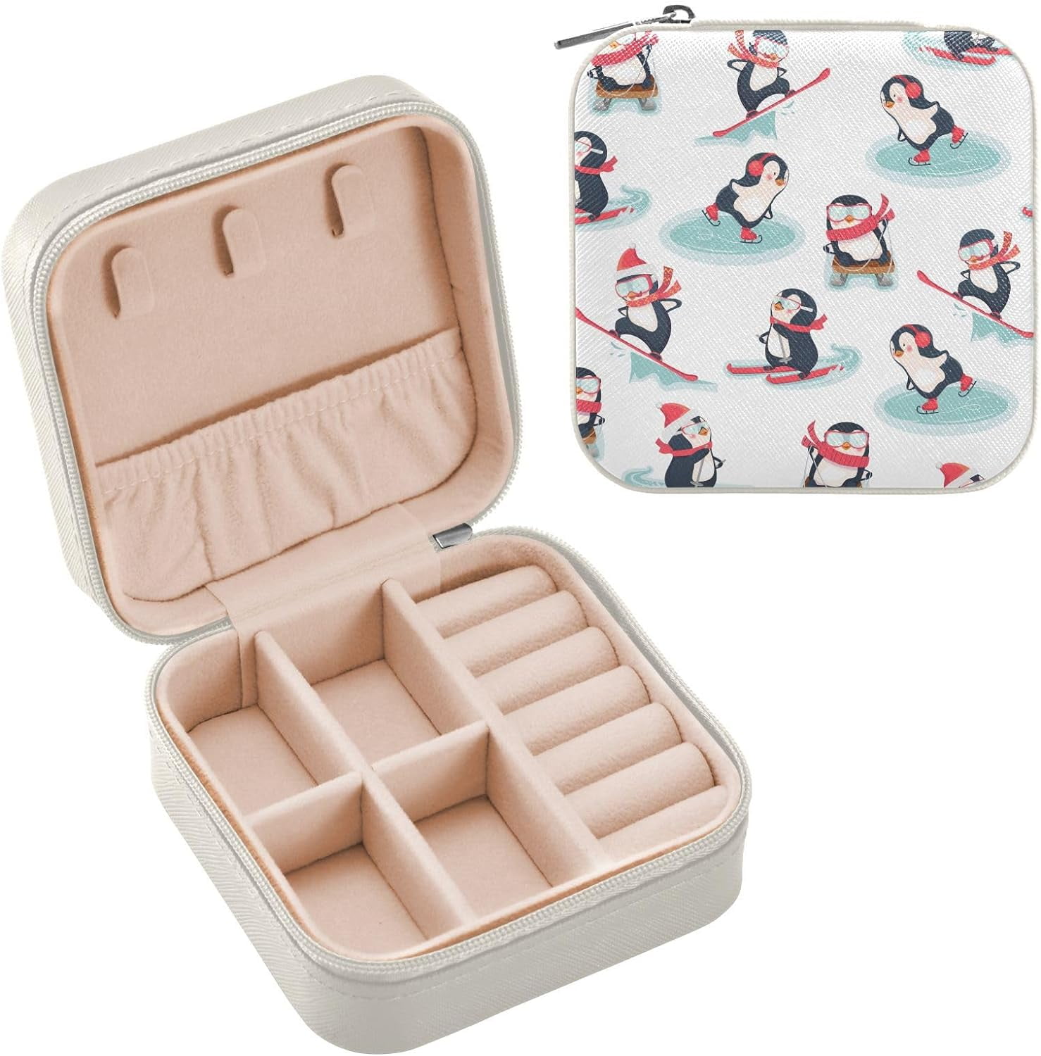 Travel Jewelry Box Cute Penguin PU Leather Jewelry case Small Portable