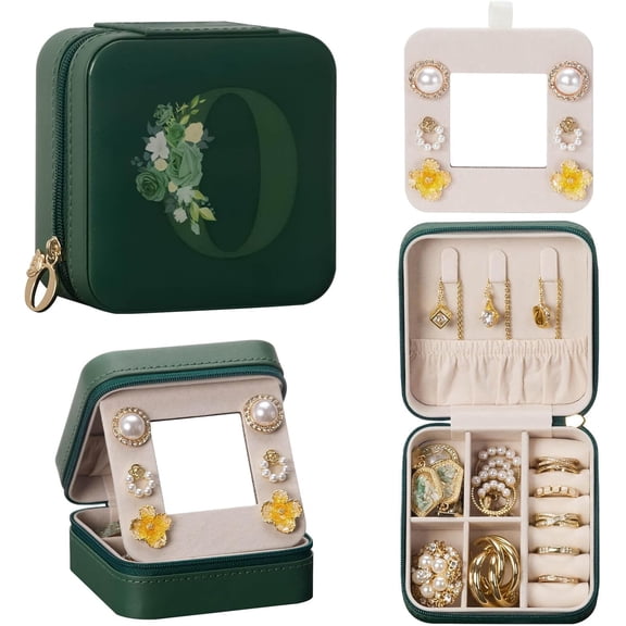 Travel Jewelry Box For Gift: Traveling Jewelry Case For Girls Women - Mini Organizer For Necklaces Earrings Green O[Z1]