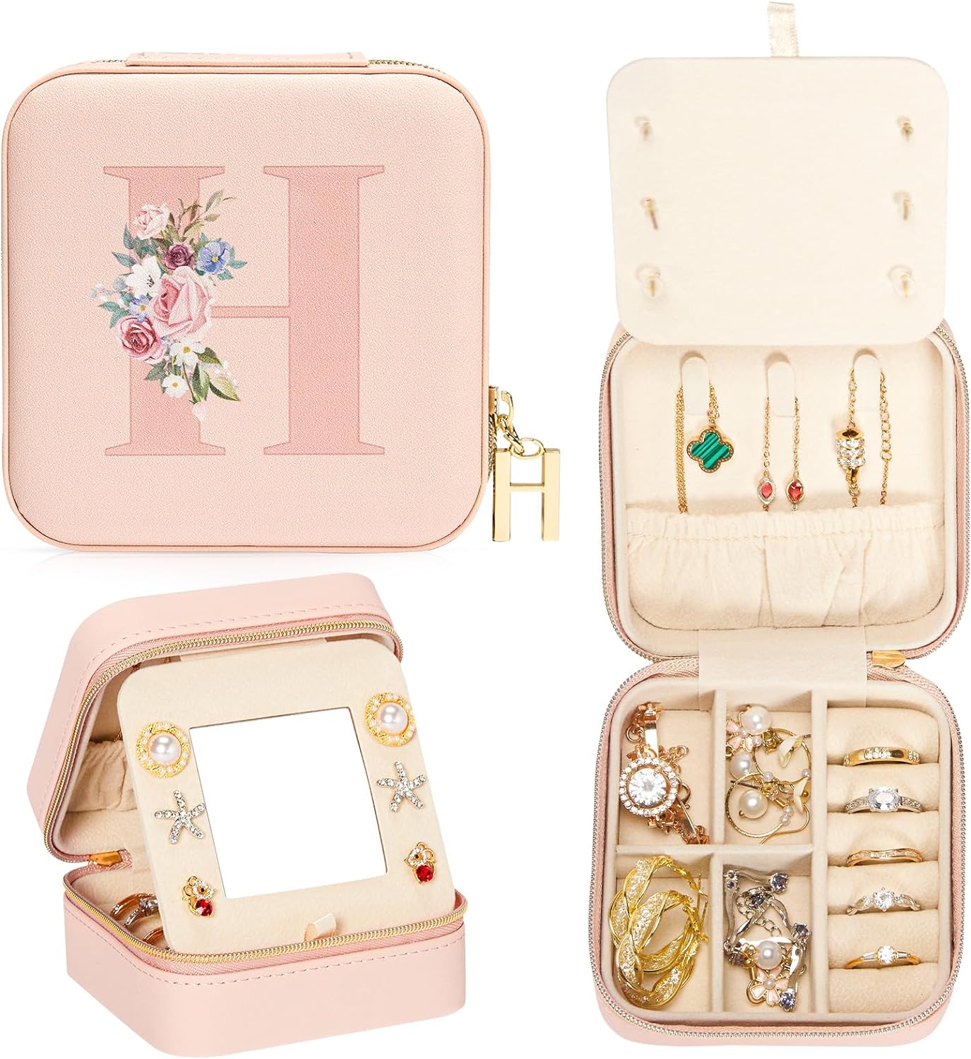 Travel Jewelry Box For Girls: Traveling Jewelry Case Gift For Women - Mini Organizer For Necklaces Earrings Pink H[Z1]