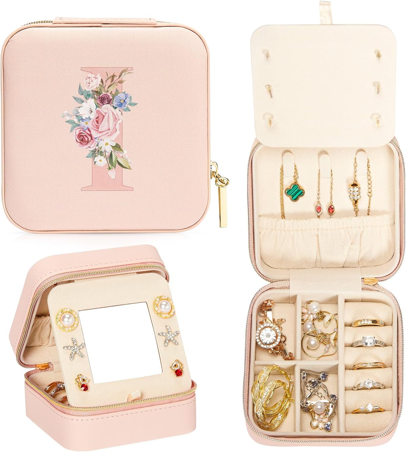 Travel Jewelry Box For Girls: Traveling Jewelry Case Gift For Women - Mini Organizer For Necklaces Earrings Pink I[Z1]
