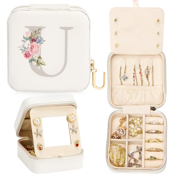 Travel Jewelry Box For Girls: Traveling Jewelry Case Gift For Women - Mini Organizer For Necklaces Earrings White U[Z1]