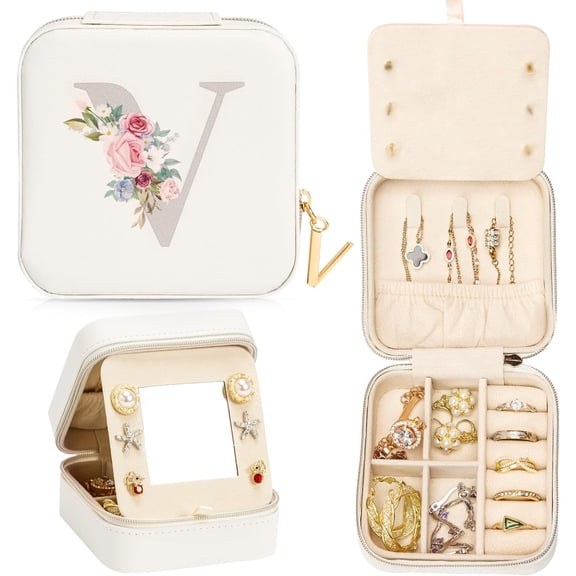 Travel Jewelry Box For Girls: Traveling Jewelry Case Gift For Women - Mini Organizer For Necklaces Earrings White V[Z1]