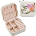 thumbnail image 1 of Travel Jewelry Box Hummingbirds Flowers PU Leather Jewelry case Small Portable Jewelry Organizer Box for Rings Earrings Necklaces Bracelets(White) Women Gifts, 1 of 7