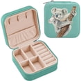 thumbnail image 1 of Travel Jewelry Box Koala and Baby Koala Pattern PU Leather Jewelry case Small Portable Jewelry Organizer Box for Rings Earrings Necklaces Bracelets(Green) Women Gifts, 1 of 7