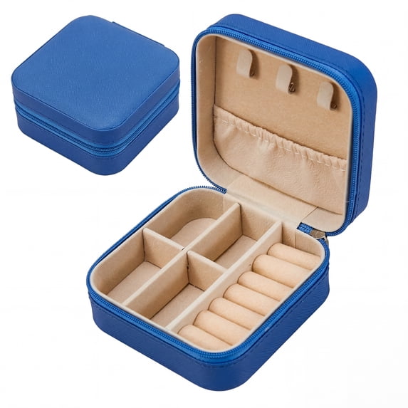 Travel Jewelry Box Mini Portable PU Leather Organizer for Women and Girls Gifts Royal Blue