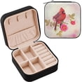 thumbnail image 1 of Travel Jewelry Box Northern Cardinal Bird PU Leather Mini Jewelry case Small Portable Jewelry Organizer Box for Rings Earrings Necklaces Bracelets(Black) Women Gifts, 1 of 7