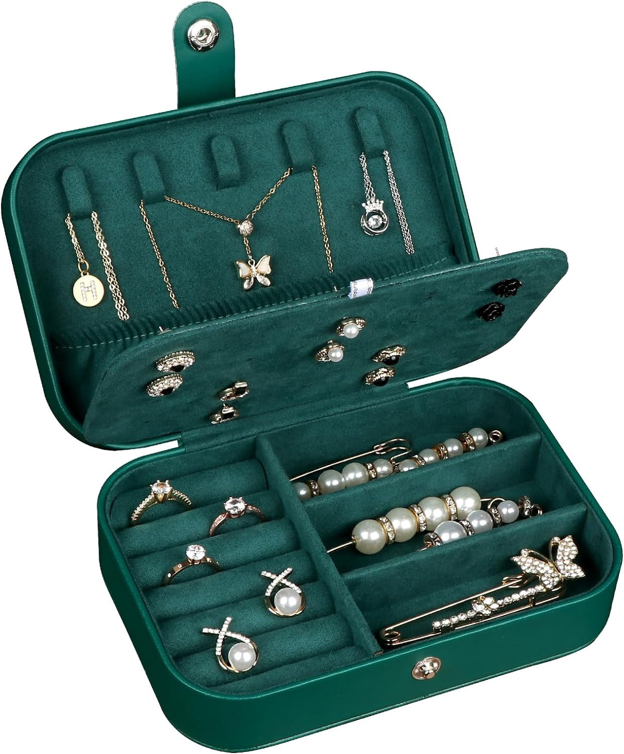 Personalized Travel Jewelry Box With Birth Flower - PU Leather Organizer For Earrings, Rings, Necklaces & Bracelets
