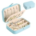 thumbnail image 1 of Cshidworld Travel Jewelry Box, Portable Jewelry Organizer for Women Girls, Double Layer Mini Jewelry Organizers and Storage Holder Boxes for Earrings, Ring, Necklaces, Bracelets (Blue), 1 of 8