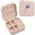 thumbnail image 1 of Travel Jewelry Box Pruple Flower PU Leather Jewelry case Small Portable Jewelry Organizer Box for Rings Earrings Necklaces Bracelets（Pink）, 1 of 7