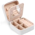 thumbnail image 1 of Travel Jewelry Box With Mirror, Portable Jewelry organizer Display Storage Box for Earrings Rings Necklaces, Jewelry ase for female Girls (White), 1 of 7