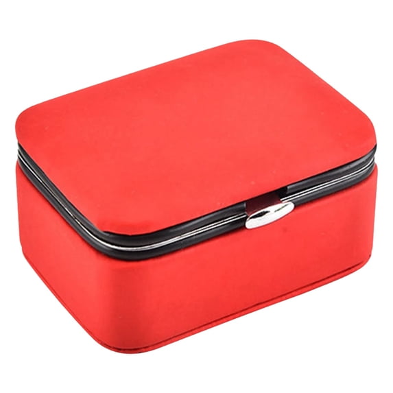 Travel Jewelry Case, 3.14" Small Jewelry Box, Travel Jewelry Organizer, Portable Jewelry Boxes for Women, PU Leather Mini Jewelry Travel Case, Travel Jewelry Box, Necklaces Earrings Organizer,Red