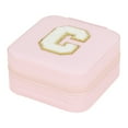 thumbnail image 1 of Travel Jewelry Case Jewelry Box- Small Jewelry Organizer with Letter,Jewelry Holder Organizer，Travel Essentials Birthday Gifts for Women Girls Initial Pink, 1 of 3