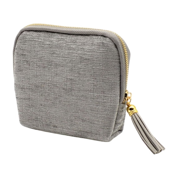 Travel Jewelry Case, Mini Jewelry Organizer for Traveling, Travel Necklace Organizer, Portable Organizers for Rings, Bracelets, & Bangles with Tassel Zipper, Anti-Scratch, 1Pc(Grey,5.1x4.3x1.2")