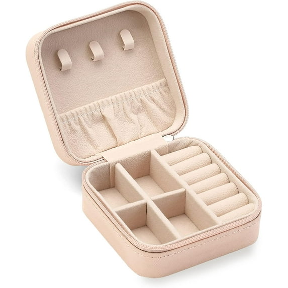 Travel Jewelry Case, Mini Portable Jewelry Travel Boxes, Small Jewelry Organizer for Rings, Earrings, Pendants, Watches, Necklaces, Lipsticks Organizer Storage Holder Case (Pink)