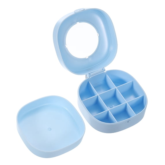 Travel Jewelry Case, Small Jewelry Organizer Double Layer Portable Mini Jewelry Box, Blue