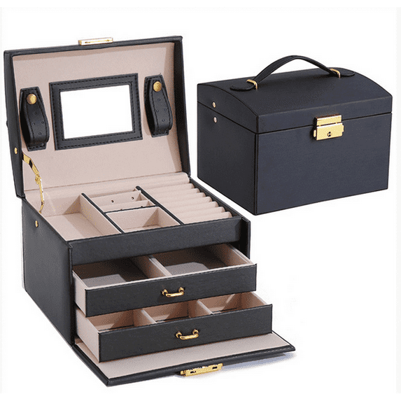 Travel Jewelry Case and Organizer with Mirror - Gift for Women and Girls