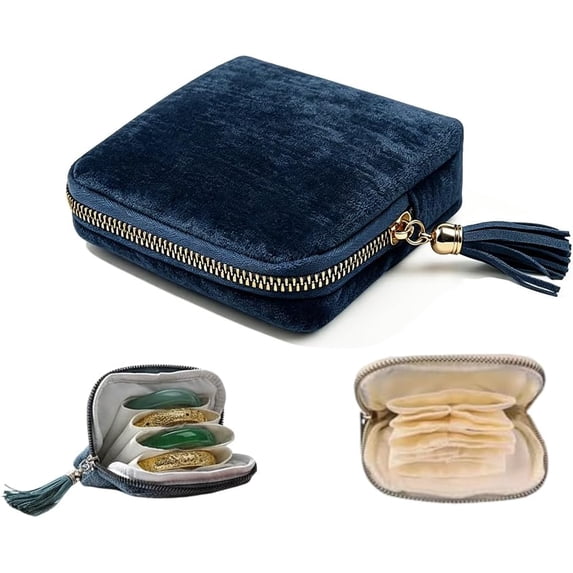 Travel Jewelry Case with Zipper Closure, 6-Layer Chenille Jewelry Case Bags , Portable Jewelry Organizer Storage Bag for Bracelet Rings Earring, C