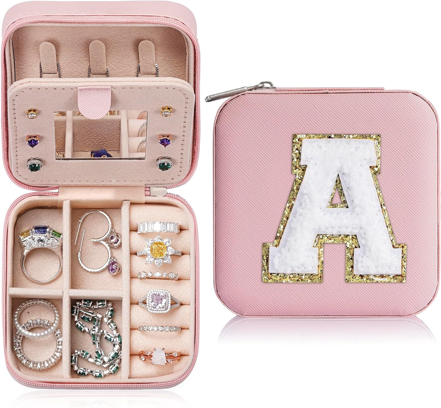 Travel Jewelry Organizer 2024 New Upgrade- Sturdy And Trendy Jewelry Box For Girls, Jewelry Case Ideas, Teen Girls Gifts Trendy Stuff, Birthday Christmas Gifts For Women Girls, Letter A, Pin[Z1]