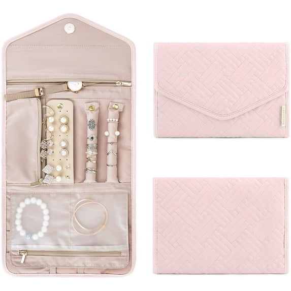 Travel Jewelry Organizer Case, Foldable Jewelry Roll, for Journey-Rings Necklaces Earrings Bracelets, 8.7x6.1inch
