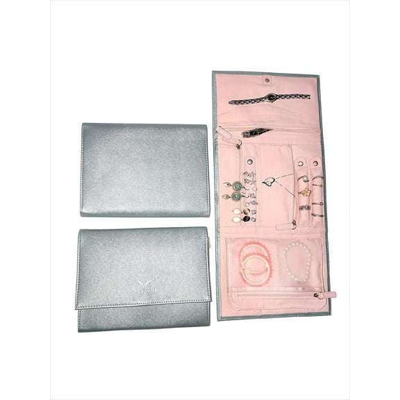 Travel Jewelry Organizer Case Jewelry Roll Storage ( Silver Color)