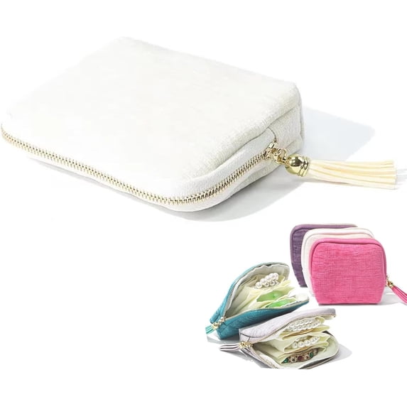 Travel Jewelry Organizer Case, Small Jewelry Pouch Bags with Zipper & Tassel, Travel Jewelry Case for Earrings Necklaces Rings Bracelets Brooches, Travel Gifts for Women