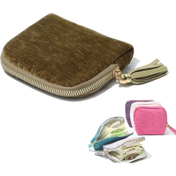 Travel Jewelry Organizer Case, Small Jewelry Pouch Bags with Zipper & Tassel, Travel Jewelry Case for Earrings Necklaces Rings Bracelets Brooches, Travel Gifts for Women