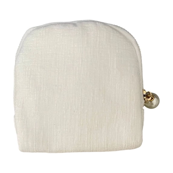Travel Jewelry Organizer Pouch Portable Storage Bag for Earrings Necklaces and Rings with Tassel Zipper Cream White