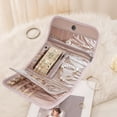 thumbnail image 1 of Travel Jewelry Organizer Roll with Multiple Compartments,Compact Folding Earring and Necklace Storage Case,Portable Accessory Pouch Suitable for Vacation and Business Trips(Pink), 1 of 7
