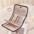 thumbnail image 1 of Travel Jewelry Organizer Roll with Multiple Compartments,Compact Folding Earring and Necklace Storage Case,Portable Accessory Pouch Suitable for Vacation and Business Trips(Black), 1 of 7