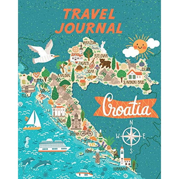 Pre-Owned Travel Journal: Kid's Travel Journal. Map Of Croatia. Simple, Fun Holiday Activity Diary And Scrapbook To Write, Draw And Stick-In. (Croatia Map, Vacation Notebook, Adventure Log) Paperback