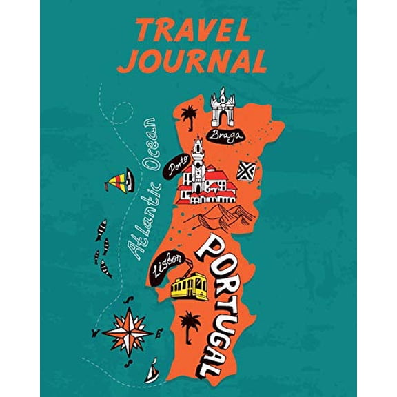 Pre-Owned Travel Journal: Kid's Journal. Map Of Portugal. Simple, Fun Holiday Activity Diary And Scrapbook To Write, Draw Stick-In. (Portugal Map, Vacation Paperback