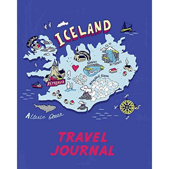 Pre-Owned Travel Journal: Map Of Iceland. Kid's Travel Journal. Simple, Fun Holiday Activity Diary And Scrapbook To Write, Draw And Stick-In. (Iceland Map, Vacation Notebook, Adventure Log) Paperback