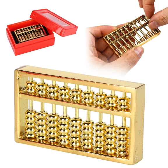 Travel Journal Portable Mini Brass Abacus Brass 1.5in Chinese Calculator Counting ToolAbacus for Relatives and Friends for Bedroom, Chinese Brass 9-Block Abacus Leather Craft