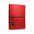 thumbnail image 1 of Travel Journal Writing Notebook for on The Go Taking Notes, Vintage PU Leather Note Book, A6, Unlined Page, 6 Ring Binder - Red, 1 of 5