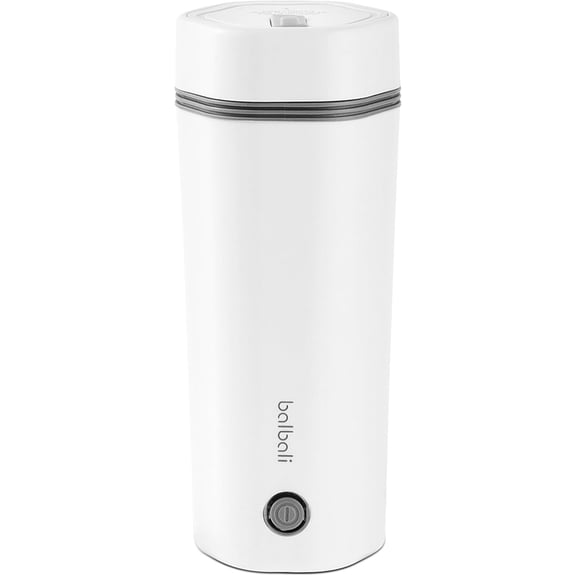 Travel Kettle - 12oz Portable Electric Kettle for Boiling Water - Self Heating Cup/Thermos - Single Size Personal Tea Maker -Hot Water Boiler/Heater/Warmer - White