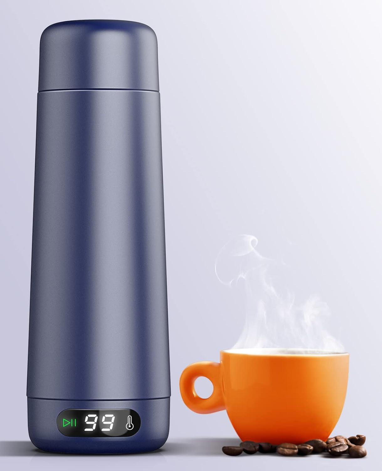 Travel Kettle, Dual Voltage Portable Electric Kettle 110V-220V-240V Smart Small Water Boiler 370ML for Tea & Coffee, 316 Stainless Steel, 6 Temperature Control and LCD Display, Global Use