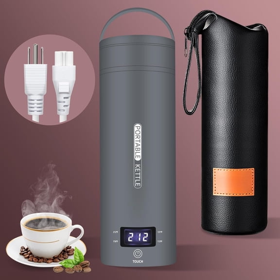 Travel Kettle Portable Small Mini Coffee Kettle Water Boiler, Water Heater with 4 Temperature Control,304 Stainless with Shut-Off & Boil Dry Protection, (Grey)