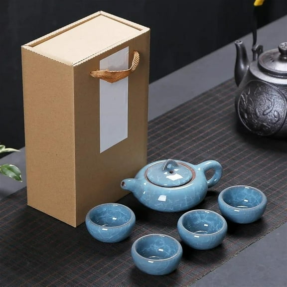 Travel Kung Fu 5pcs Tea Sets Ceramic Portable Porcelain Service Gaiwan Tea Cups Tea Ceremony Teapot Gift Box