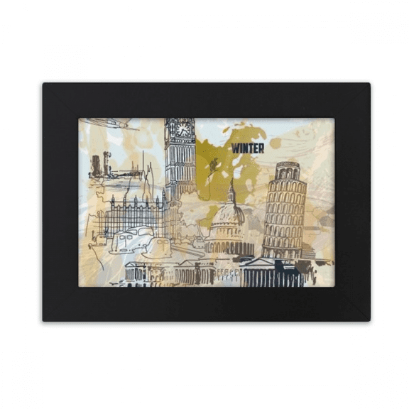 Travel Landmark Big Ben Leaning Tower of Pisa Desktop Photo Frame Ornaments Picture Art Painting