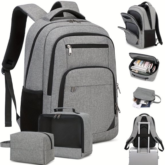 Travel Laptop Backpack 15.6 Inch Extra Large School Backpacks for Business Men Sturdy Computer Bag College And Daily Commute 3pcs Set Gifts