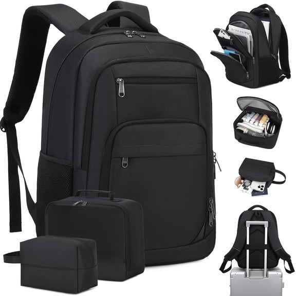 Travel Laptop Backpack 15.6 Inch Extra Large School Backpacks for Business Men Sturdy Computer Bag College And Daily Commute 3pcs Set Gifts