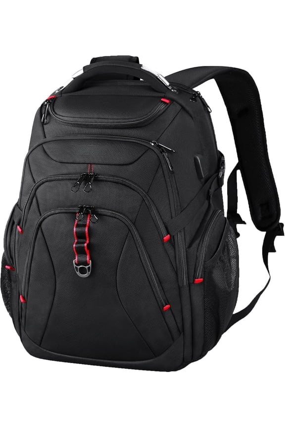 Travel Laptop Backpack 17.3 Inch XL Computer Backpack with Hard Shell Saferoom RFID Pockets Water-Repellent Business College Daypack Stylish Bag for Men/Women-Black