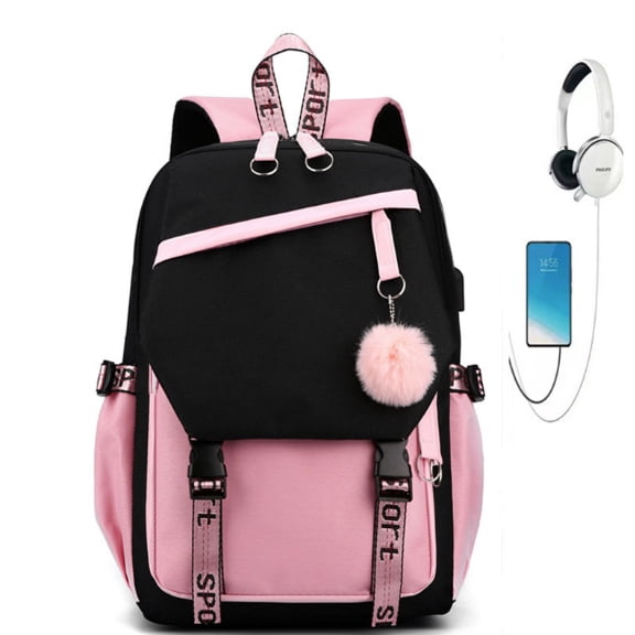 Travel Laptop Backpack, 20 Inch Extra Large Backpacks for Teen, Water Resistant Back Pack, Business Men Sturdy Computer Bag with USB Charging Port, With Decorations, Gifts(Pink-A)