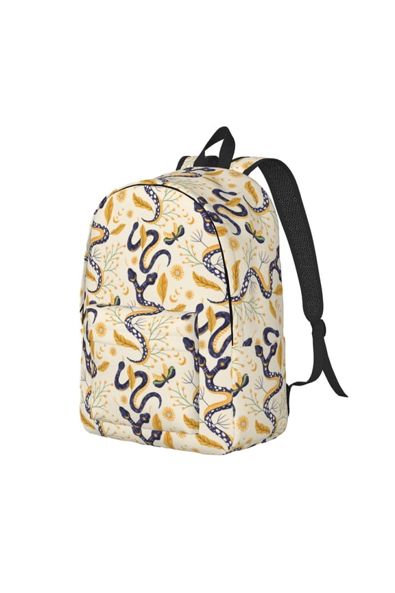 Travel Laptop Backpack - Abstract Cute Double Headed Snake Lightweight Canvas Backpack, Wear Resistant Computer Backpack Bag Fit {sizeName} Laptop for Men Women with Adjustable Padded Shoulder Straps