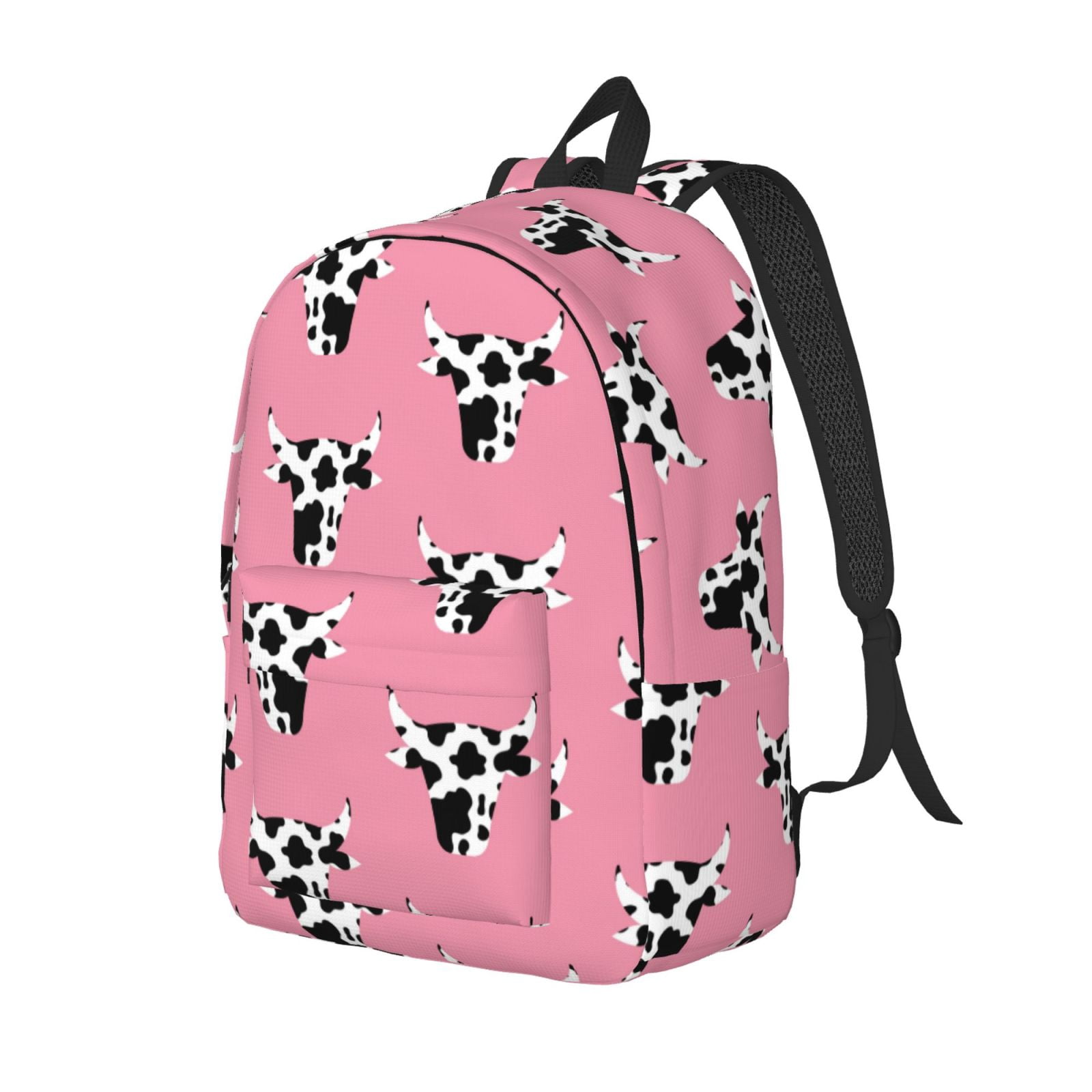 Travel Laptop Backpack - Artistic Cartoon Cow Print Head Lightweight Canvas Backpack, Wear Resistant Computer Backpack Bag Fit {sizeName} Laptop for Men Women with Adjustable Padded Shoulder Straps