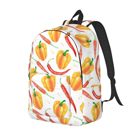 Travel Laptop Backpack - Bell Pepper yellow red Lightweight Canvas Backpack, Wear Resistant Computer Backpack Bag Fit {sizeName} Laptop for Men Women with Adjustable Padded Shoulder Straps
