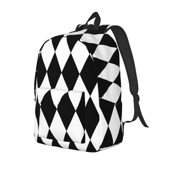 Travel Laptop Backpack - Black And White Diamonds Lightweight Canvas Backpack, Wear Resistant Computer Backpack Bag Fit {sizeName} Laptop for Men Women with Adjustable Padded Shoulder Straps