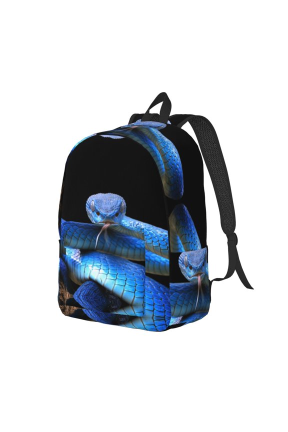 Travel Laptop Backpack - Blue Viper Snake Lightweight Canvas Backpack, Wear Resistant Computer Backpack Bag Fit {sizeName} Laptop for Men Women with Adjustable Padded Shoulder Straps