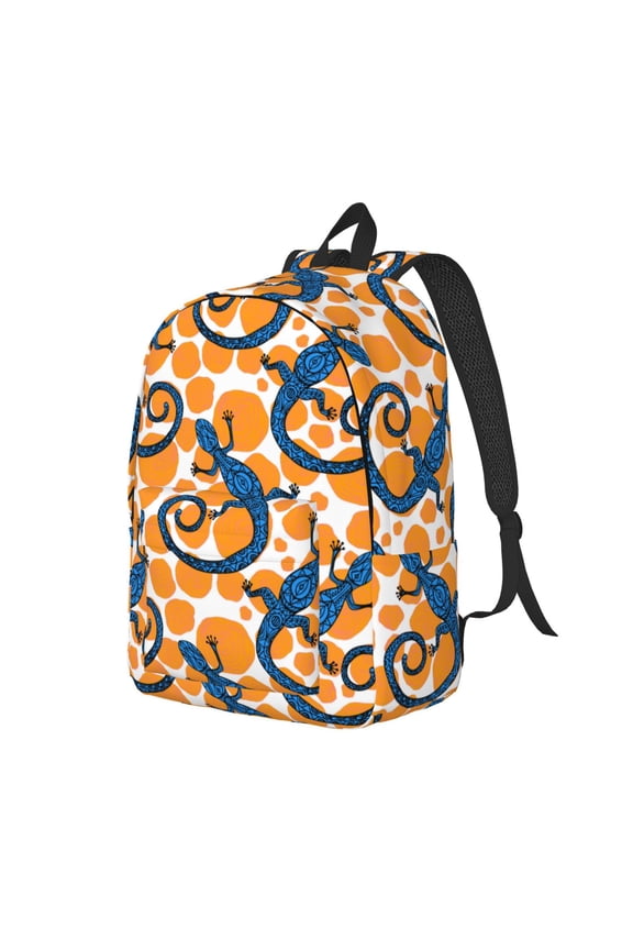 Travel Laptop Backpack - Bohemian Lines Gecko Lizards Lightweight Canvas Backpack, Wear Resistant Computer Backpack Bag Fit {sizeName} Laptop for Men Women with Adjustable Padded Shoulder Straps