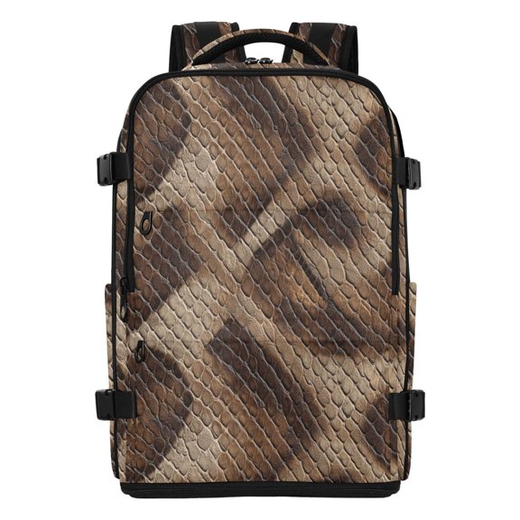 Travel Laptop Backpack Brown Python Leather Water Resistant 20L Large Capacity Bookbag with Traveling Fits 17 inch Laptop Compartments